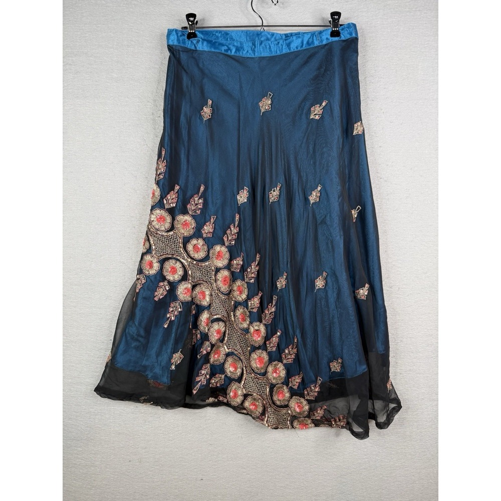 Vtg Lotus Creations Sari Wrap Skirt Sz  M L Festival Boho Fairycore Artsy Sequin - Picture 3 of 7